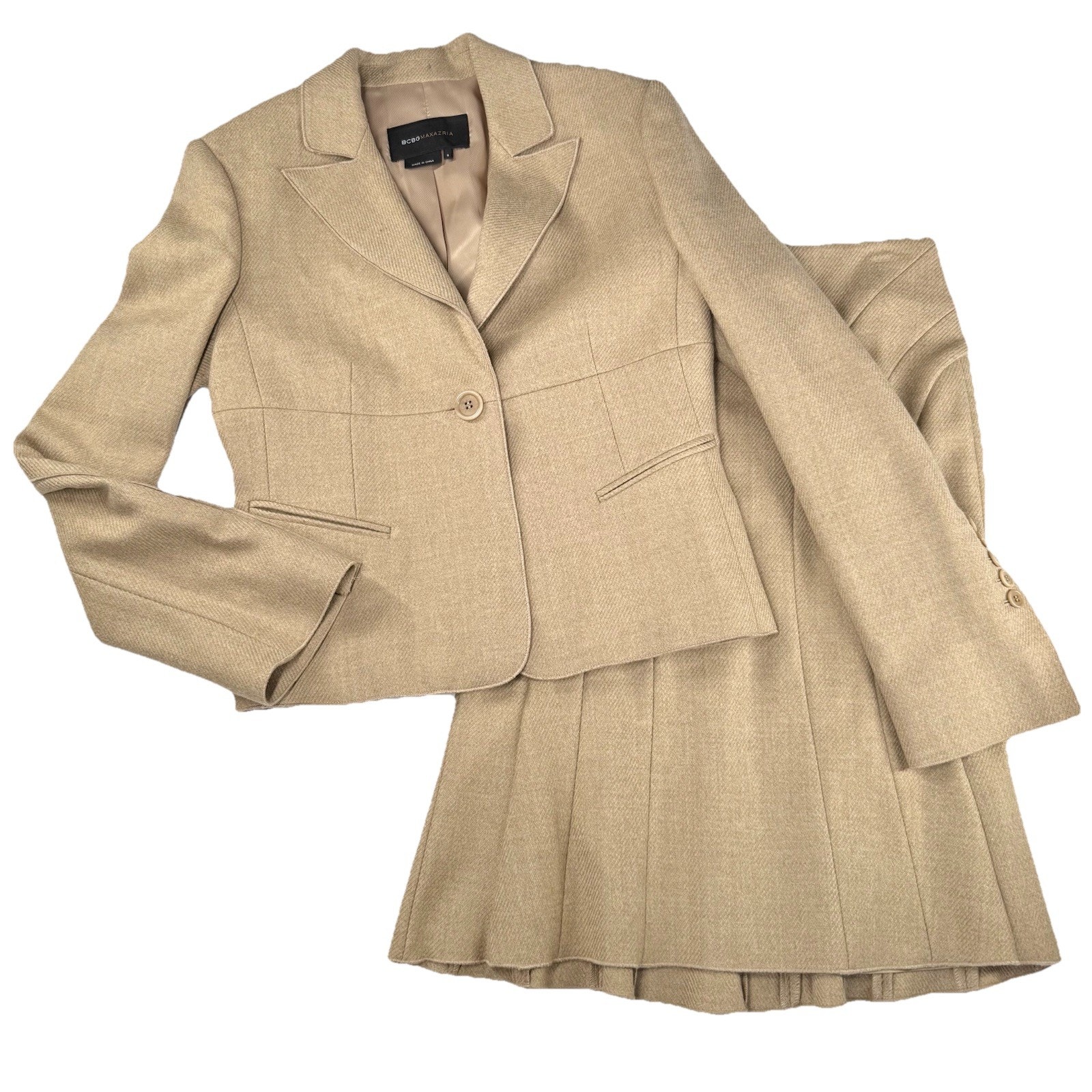 Bcbgmaxazria Tan Blazer And Skirt Set